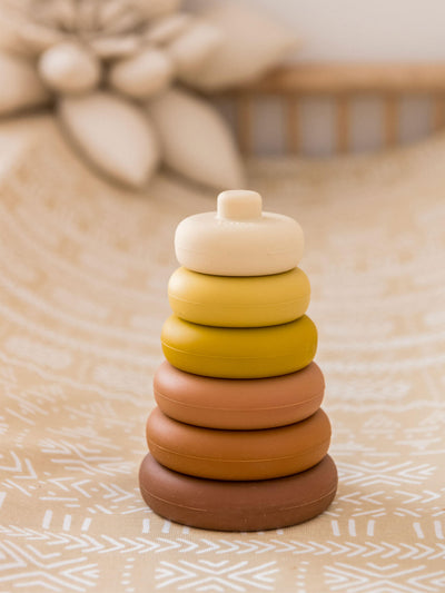 Silicone Round Stacking Tower Toy - Earthy