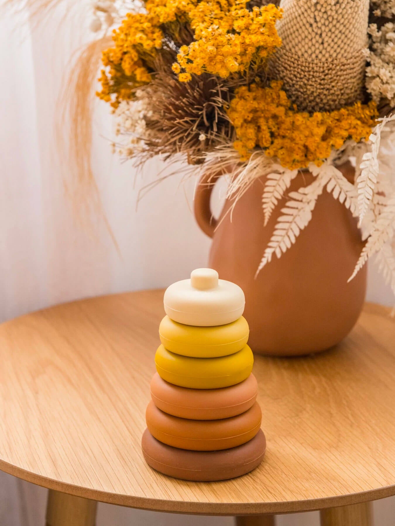 Silicone Round Stacking Tower Toy - Earthy