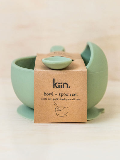 Silicone Bowl & Spoon Set - Sage