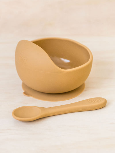 Silicone Bowl & Spoon Set - Tan