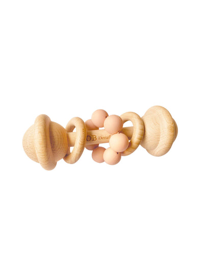 Organic Beechwood Silicone Toy Rattle - Blush