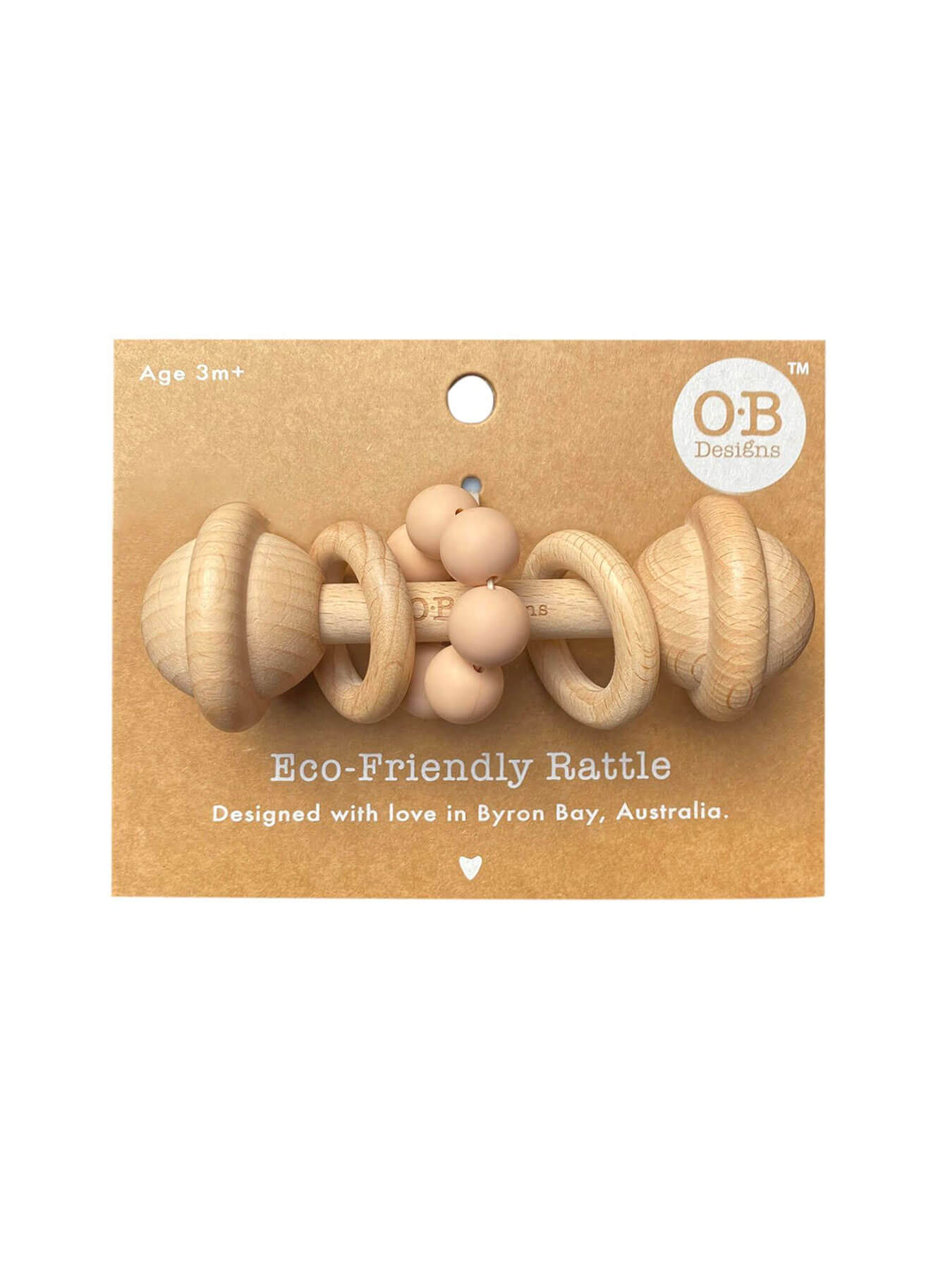 Organic Beechwood Silicone Toy Rattle - Blush