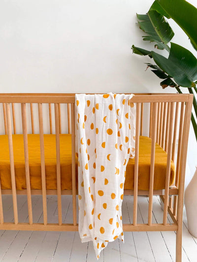 Bamboo/Cotton Swaddle - Mustard Moon Phases