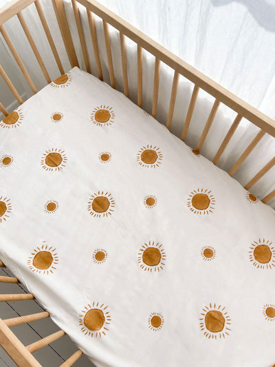 Fitted Cot Sheet - Sandalwood Suns