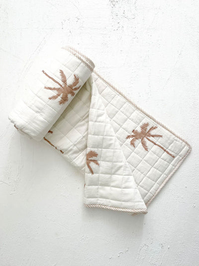 Kantha Cot Quilt - Nude Palm