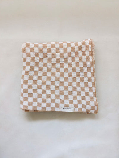 Revie Checkerboard Knit Blanket - Beige