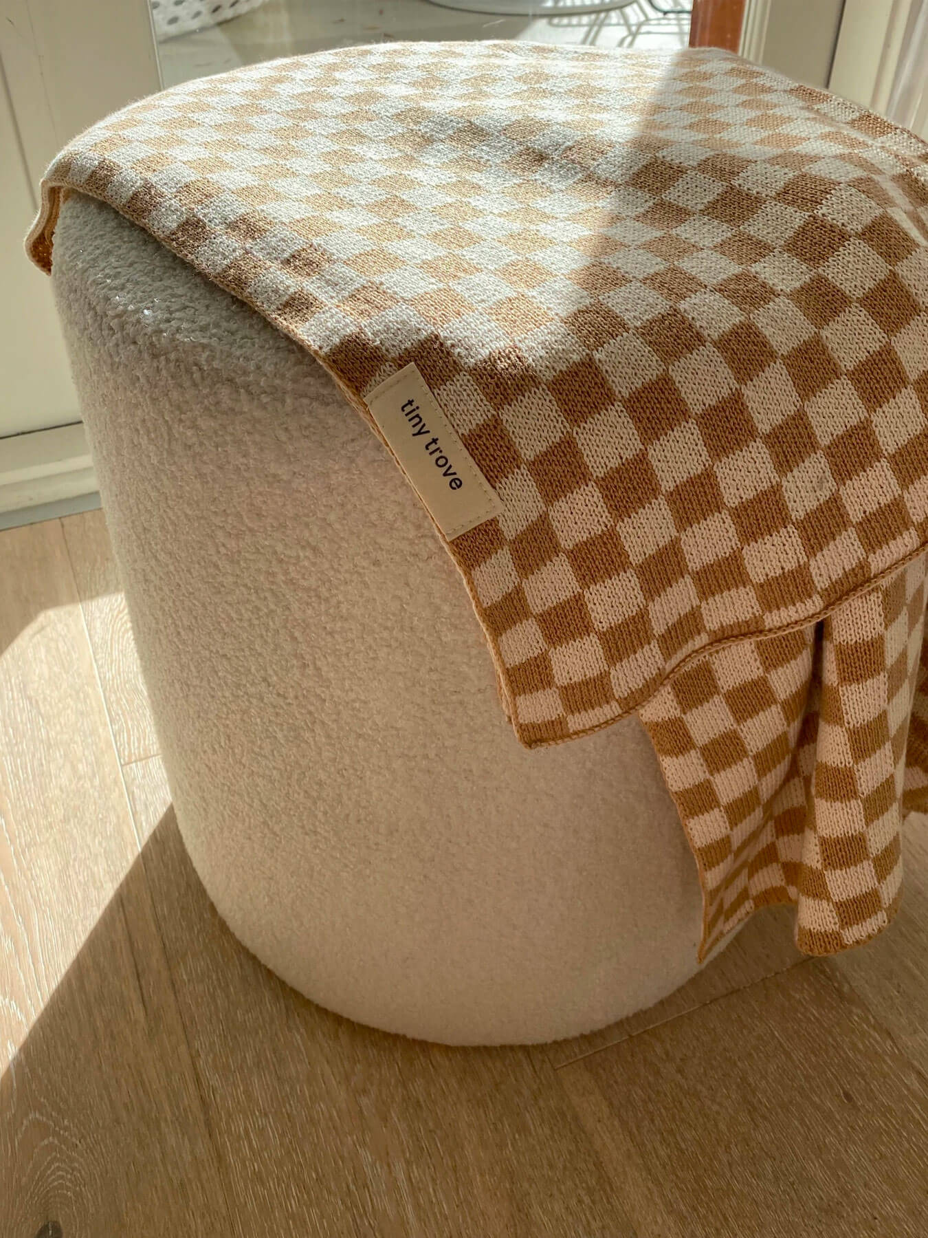 Revie Checkerboard Knit Blanket - Beige
